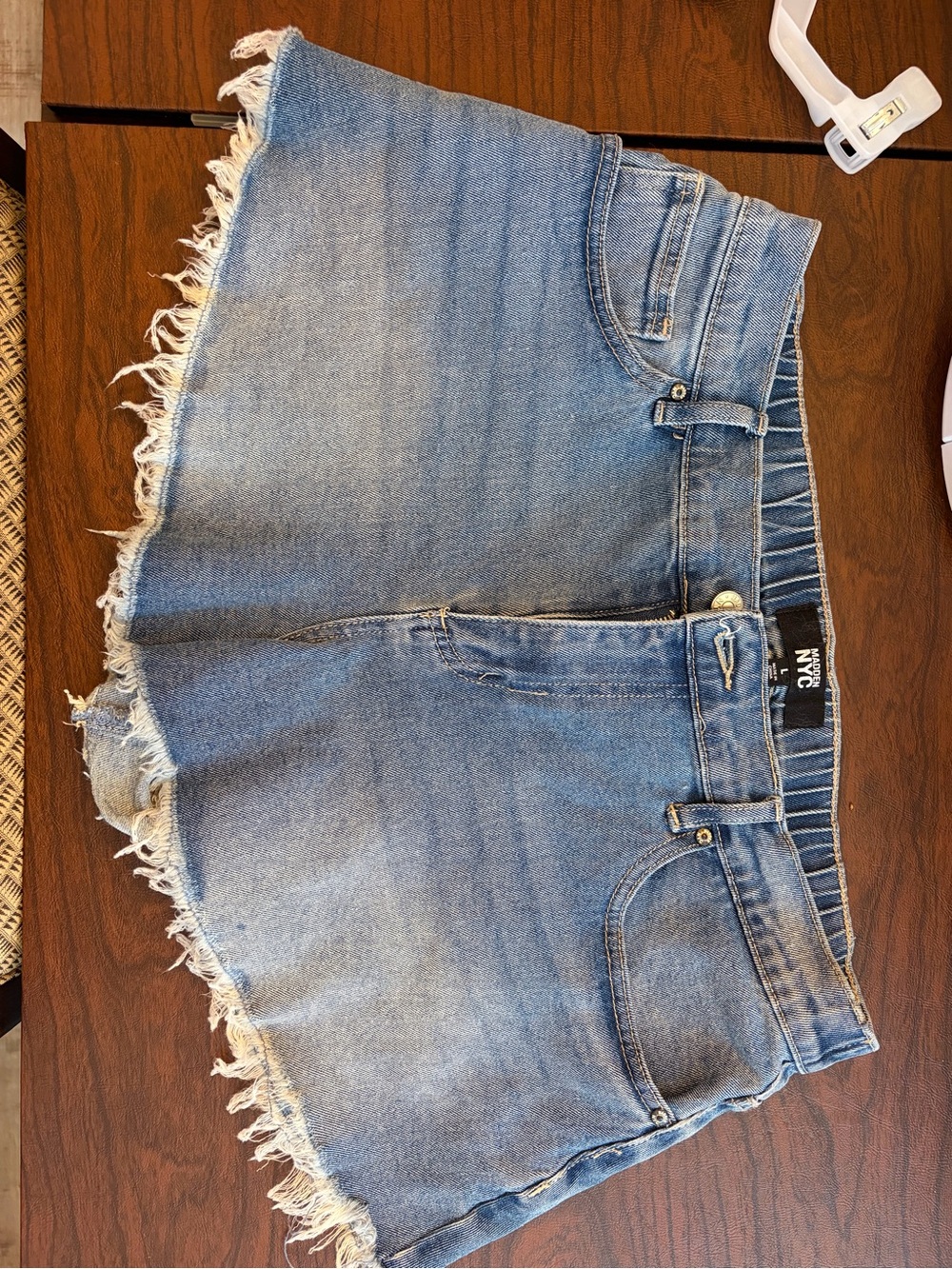 NYC Light Blue Frayed Hem Denim Shorts